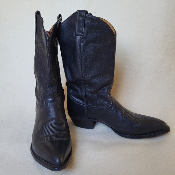 Vintage Tony Lama Cowboy Boots Men's Size 13 D Black Leather USA